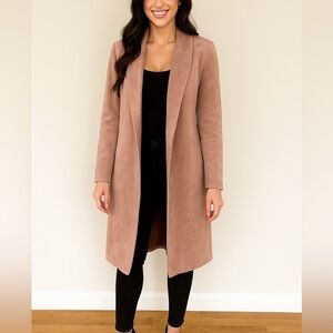 Nordstrom Tahari Dusty Pink Faux Suede Longline Jacket Size Medium